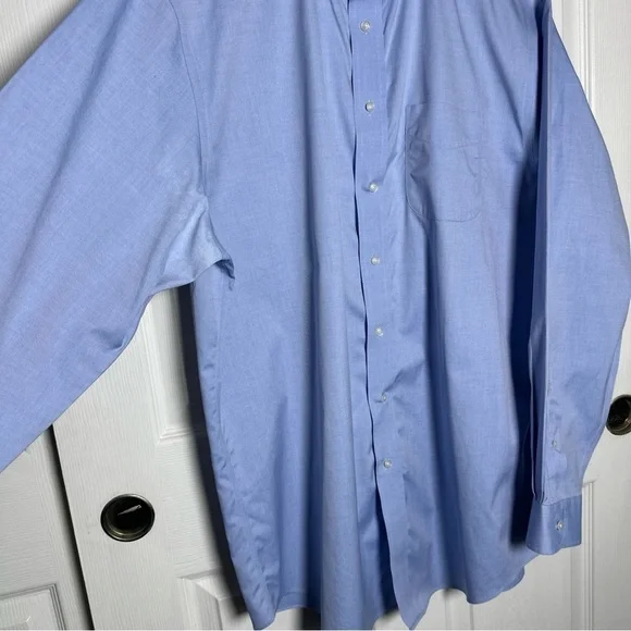 Jos A Bank Traveler Blue Dress Shirt Mens Long Sleeve Button Up Tailored Size 17 - Picture 6 of 12